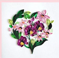 Floral Heart Quilling Greeting Card – Handmade 3D Paper Art