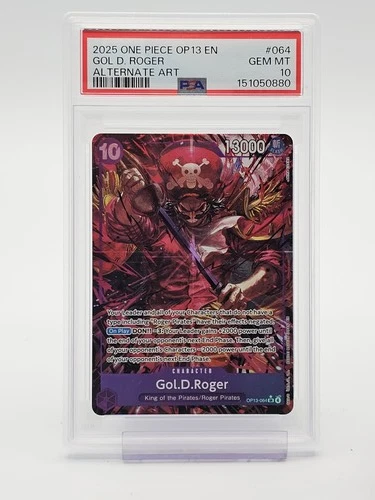 GOL D. ROGER 2025 ONE PIECE SUPER RARE ALTERNATE ART #OP13-064 GEM PSA 10 Q1739