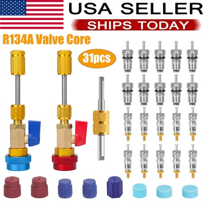 #ad #ad 31Pcs Set R134A High Low Pressure AC Valve Core Quick Remover Installer Tool Kit $15.99