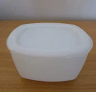 Vintage Federal Glass White Milk Glass Oven Refrigerator Ware 4” Dish MCM Lid