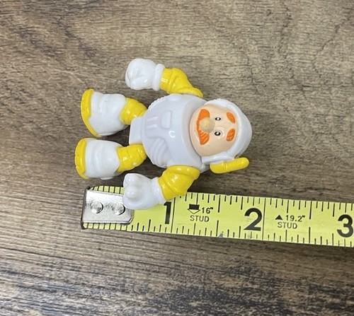 Mini Astronaut 1.75" Cartoon Man Jointed Figure Yellow White Mustache Space - Picture 5 of 5