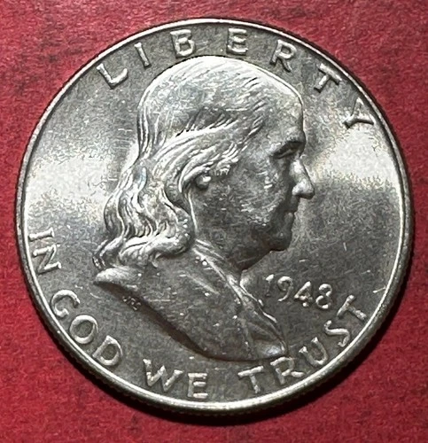 1948D US Franklin SILVER Half Dollar! "Denver Mint"! Choice Uncirculated Details