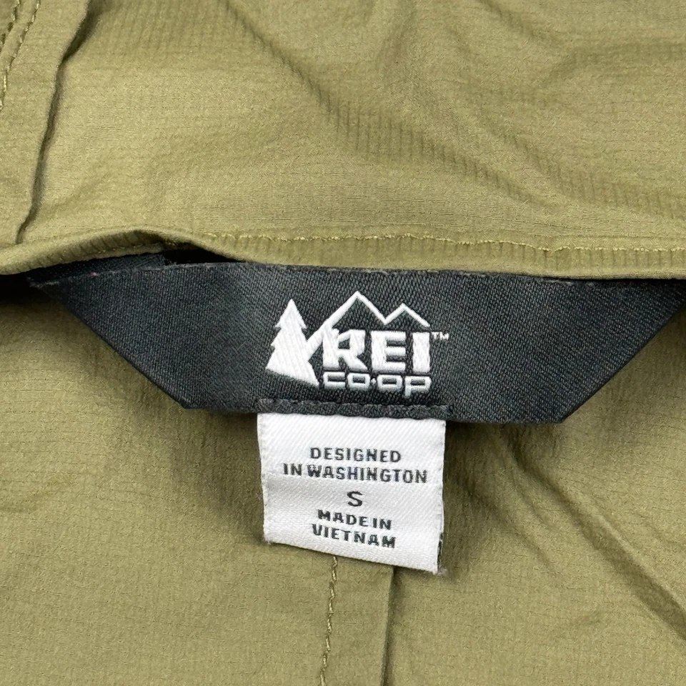 REI кооператив куртка женщин маленький оливковый зеленый вспышки ветровка с капюшоном туризм молнии - Изображение 4 из 4