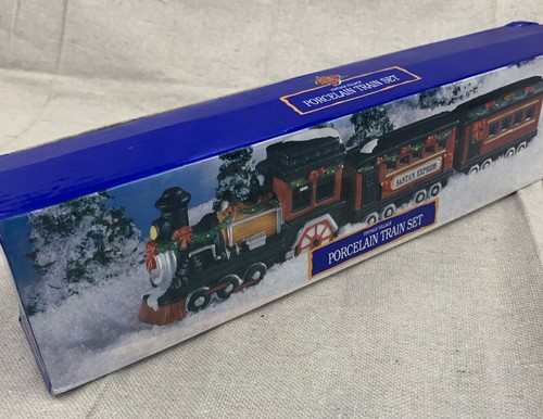 Vintage Village Porcelain 3 Piece Holiday Train Set Santa's Express - Picture 8 of 22