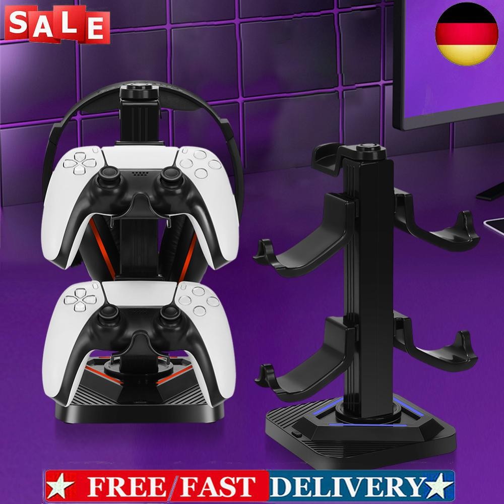 RGB Gaming Headphones Stand with 3 USB Ports Controller Stand for Switch/PS/Xbox