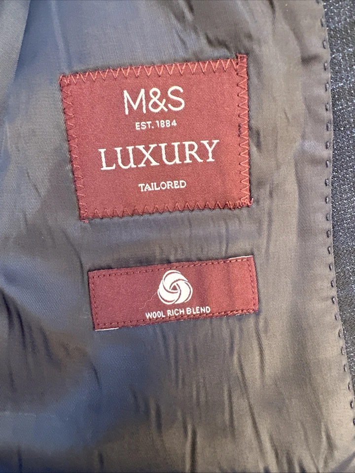 Marks and Spencer Jacket Men 46R Luxury Tailor Blue Wool Blend Blazer Sport Coat - Image 4 of 4