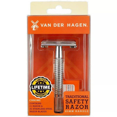 Van Der Hagen Traditional Safety 5-Blade Razor, for All Skin Types, Men, 1 Pack