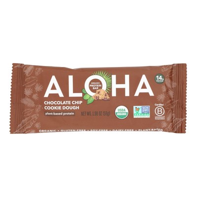 Aloha - Chocolate Chips Cookie Dough Organic Protein Bar - Case of 12 - 1.98 oz.