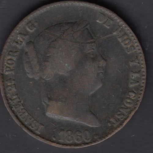 Spain Coin 25 Cents Of Real Isabel II - Year 1860 - Segovia