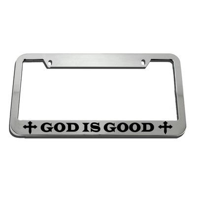 License Plate Frame God Is Good Religious Style 2 Zinc Chrome | eBay