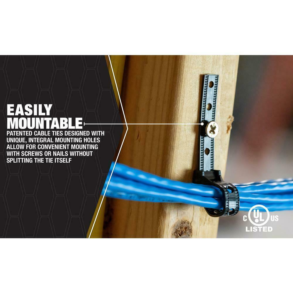 15Pack Southwire 14" Heavy Duty Mountable Black Cable Zip Ties Indoor