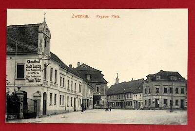 Postcard Zwenkau around 1910 Pegauer Platz with inn city of Leipzig (68187