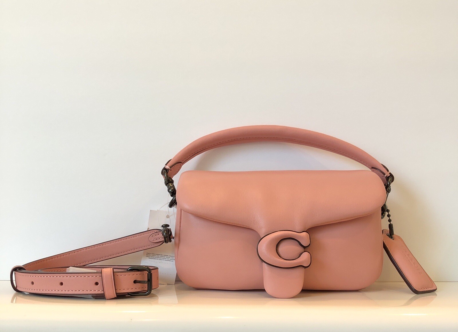 NWT Coach Pillow Tabby Leather Shoulder Bag 18 with 2 straps-Candy Pink (C3880)