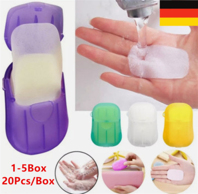 20-100X Reise Seife Gericht Seife Papier Box Waschen Duftend Blatt Container DE