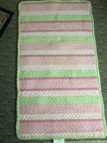 Pottery Barn Kids Chenille Rug 5 x 3 Pink and Green Pre-Owned  - Picture 1 of 6
