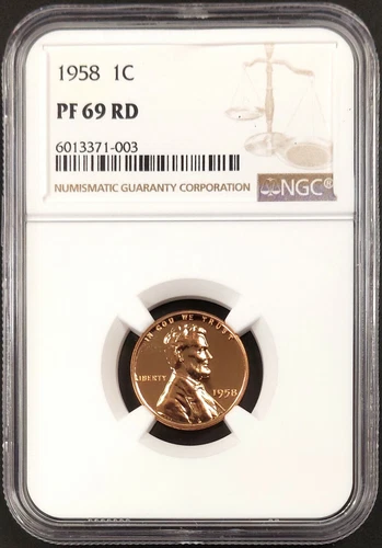 1958 Proof Lincoln Cent certified PF 69 RD by NGC! 