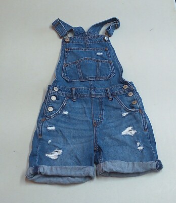GAP Distressed Blue Denim Overalls Adjustable Tank Girl's Size Medium