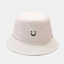 Embroidered Smiley Face Pull-On Bucket Hat
