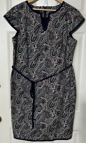 Talbots Dress 16W Blue Red Green White Paisley Cot