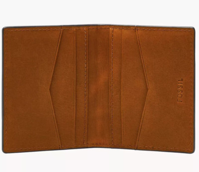 Fossil Everett Card Case Billfold Brown Leather ML4399210 NWT $50 MSRP Gift Box