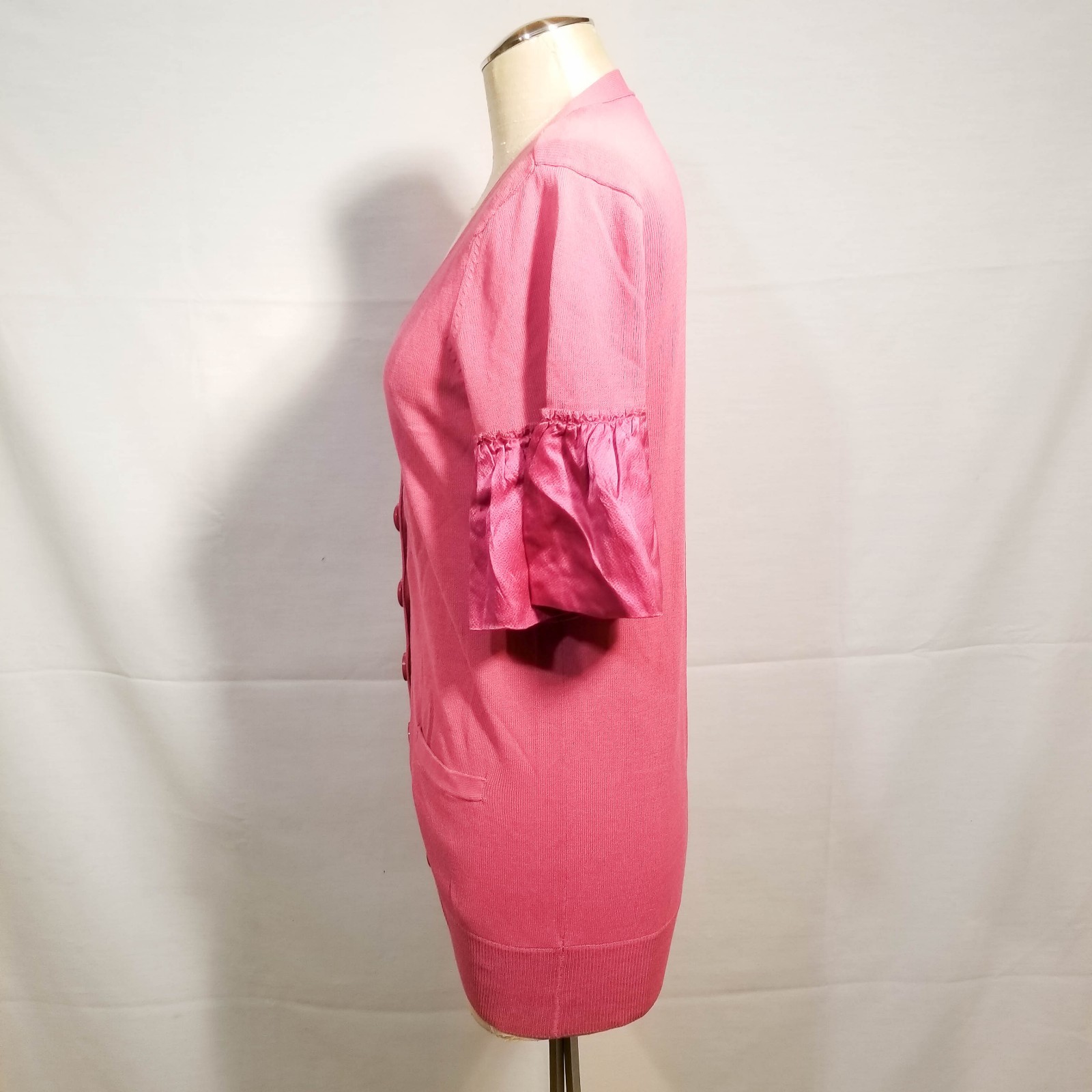 Lepore Pink Short Silk Flutter Sleeve Button … Gem