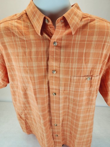 Cabela's Herren Gr. Large kariertes Button Down Hemd Freizeit Tasche atmungsaktiv leicht