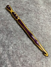 Hand carved Purple Yellow Dragon Wood YARN CROCHET HOOK size L