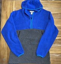 Vintage LL Bean Fleece Hoodie Blue Gray Men's M Made In USA Freeport Maine