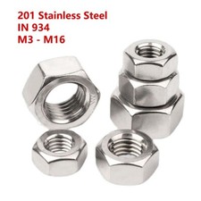 M3 M4 M5 M6 M8 to M16 Hex Full Nut Hexagon Nuts DIN 934 Stainless Steel 201