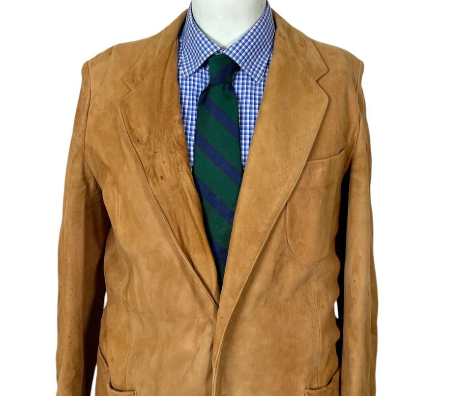 Chaqueta Blazer Scully Cuero 2 Botones Beige Sólido Para Hombre 40R. Foto 2 de 4