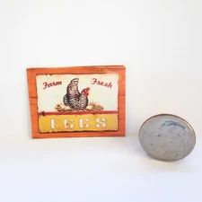 Miniature Sign Farm Fresh Eggs Railroad or Dollhouse Picture Mini Wall Art Print