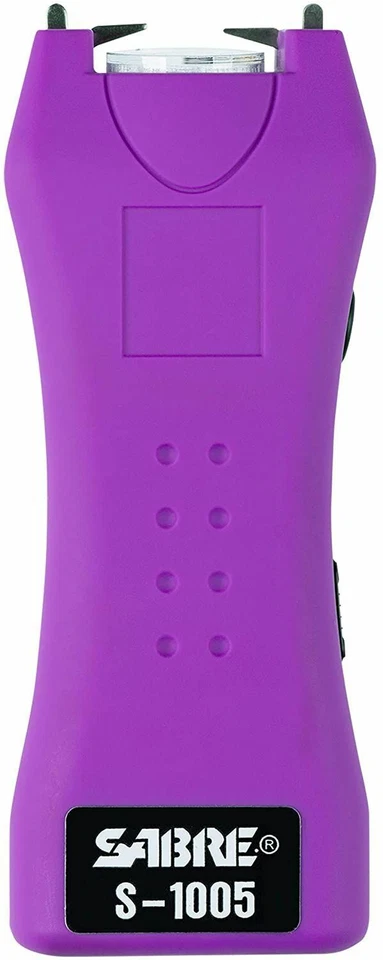 SECURITY EQUIPMENT CORP. Sabre Compact Powerful 1.6 µC Stun Gun Purple With Flashlight & Case S-1005-PR