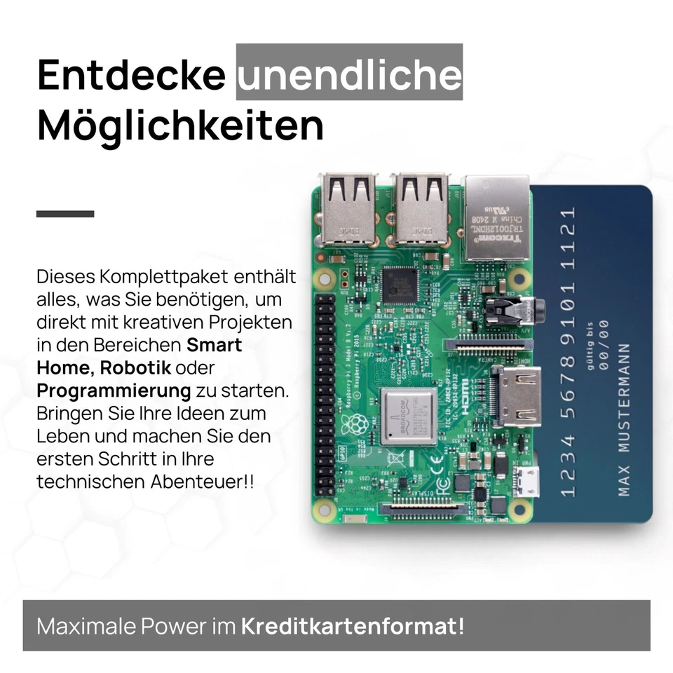 Raspberry Pi 3B 1GB Starter-Kit | Netzteil | Gehäuse | 64GB Edition |Kühlköper - Bild 4 von 4