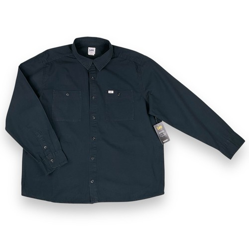 Lee Shirt Men XL Charcoal Black Button Up Loose Fit Overshirt Workwear NWT - 第 1/14 張圖片