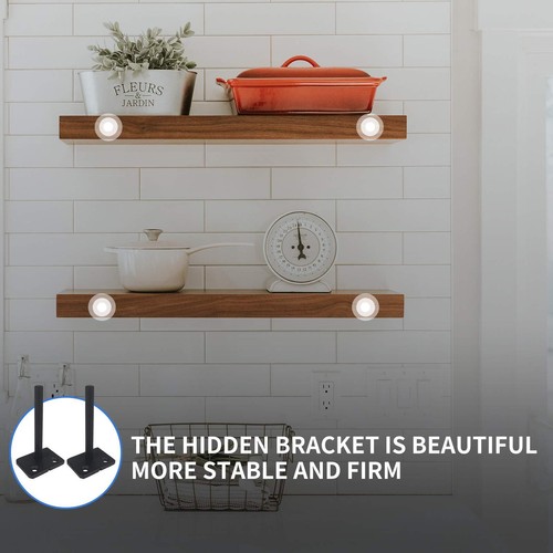 Floating Shelf Brackets 4 Inch Heavy Duty Hidden 3/8 Diameter 4 Pack Steel - Picture 5 of 6