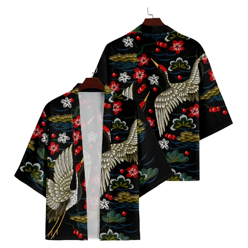 Hombres Kimono Japonés Yukata Albornoz Cárdigan Suelto Prendas de abrigo Verano Fino - Imagen 6 de 12