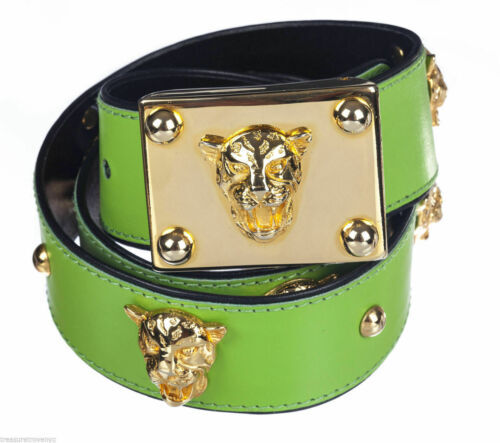 Laurel by Escada Vintage 90s Waist Belt Green Leather Gold  display picture 2