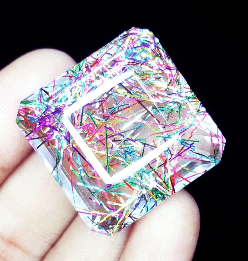 Natural Rutile Quartz 103+ Ct Loose Gems Certified Flawless Cushion Cut Gem A419 - Image 4 of 4