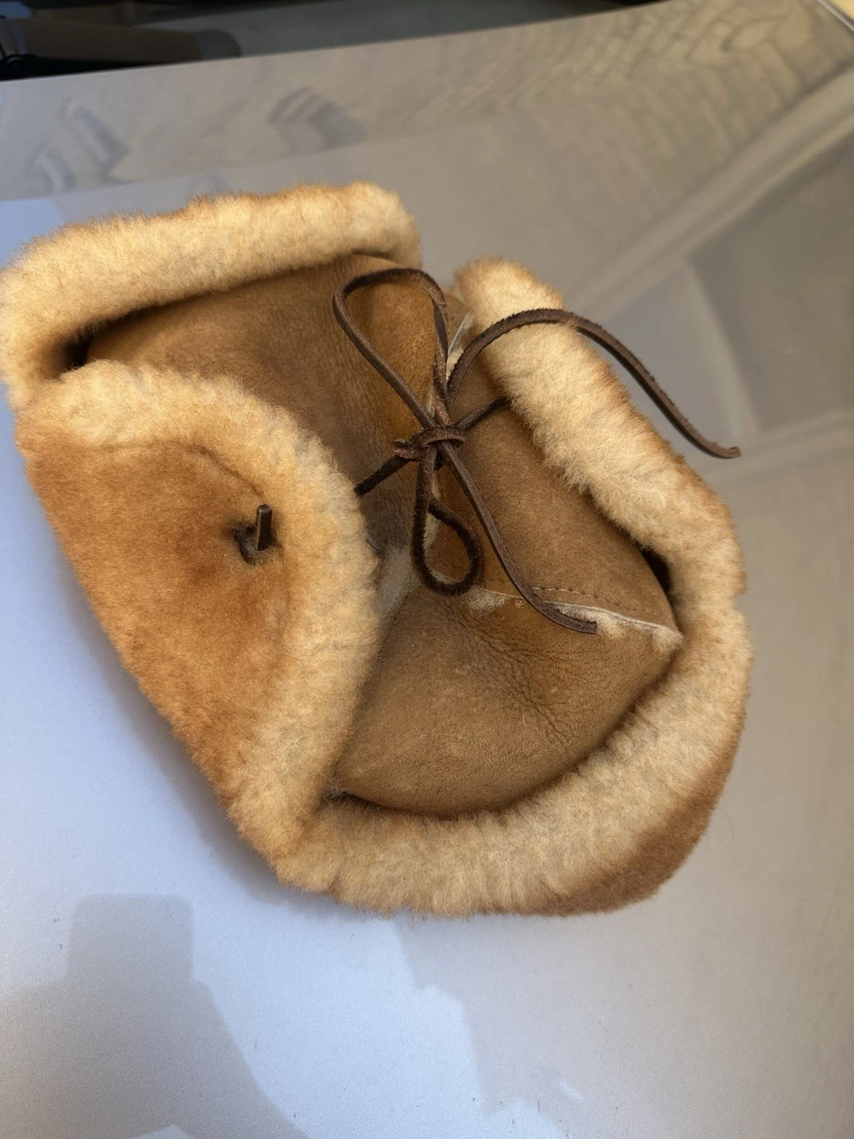 MEN'S GENUINE SHEEPSKIN TROOPER TRAPPER HAT SIZE LARGE VINTAGE