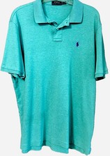 New Polo Ralph Lauren Mens L Designer Green 100 Cotton Short Sleeve Polo Shirt
