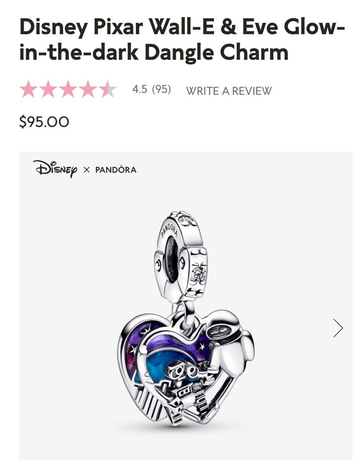 Authentic Pandora #792518C01 Disney Pixar Wall-E & Eve Charm