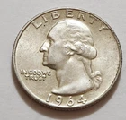1964 Washington Quarter • AU Slider Look 90% Silver • Strong Detail NMM  X66