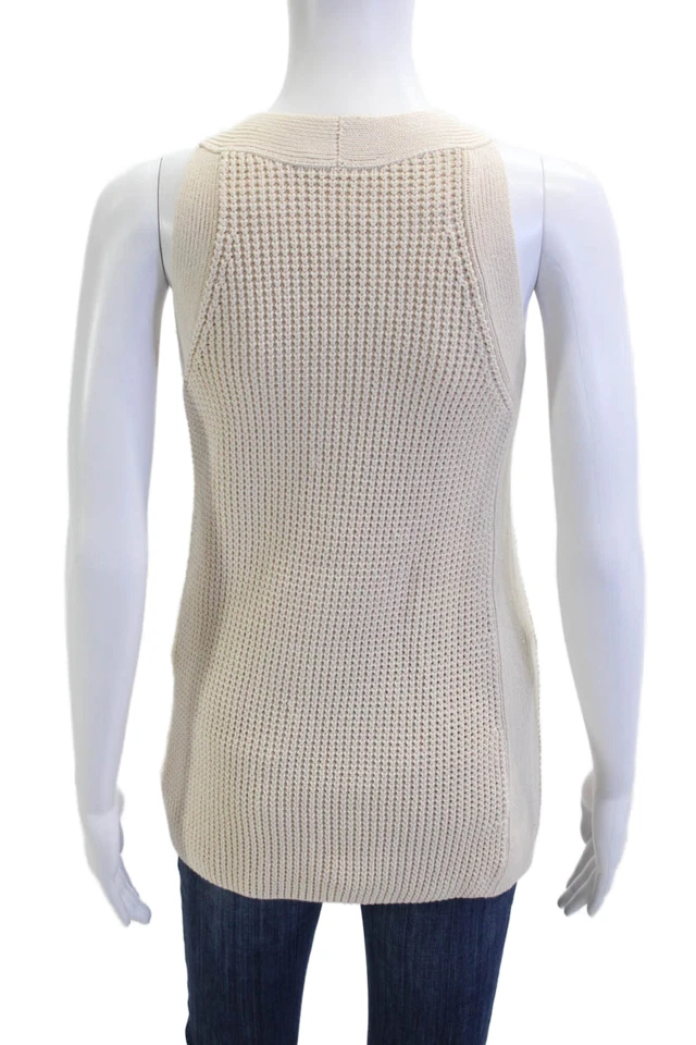 Vince женщин без рукавов туника бак бежевый хлопок ворота дизайнерский размер XS - Изображение 3 из 4