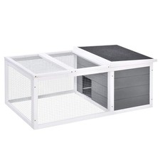 PawHut Indoor Outdoor Wooden Rabbit Hutch Small Animal Cage Pet Run Cover, with