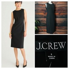 J Crew Sheath Dress Size 8 Black Four Seasons Stretch Lined Zip Back Midi NWT