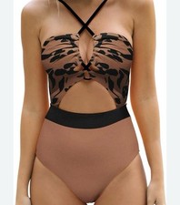 CUPSHE Animal Print  Wild at Heart  Cutout One-Piece Swimsuit Size XL NWOT
