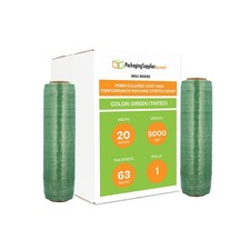 1 Roll Tinted Green Machine Length Hand Stretch Wrap 20 in x 5000 ft x 63 Ga