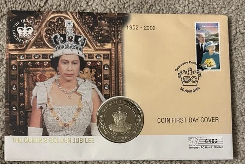 2002 St Helena 50p In FDC QEII Golden Jubilee. 1 Guernsey Stamp 6402