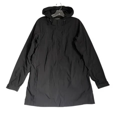 Exofficio Rain Jacket Women’s M Black Hooded Coat Pockets Outdoor Packable Camp