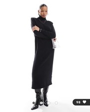 Asos knit high neck maxi dress in black